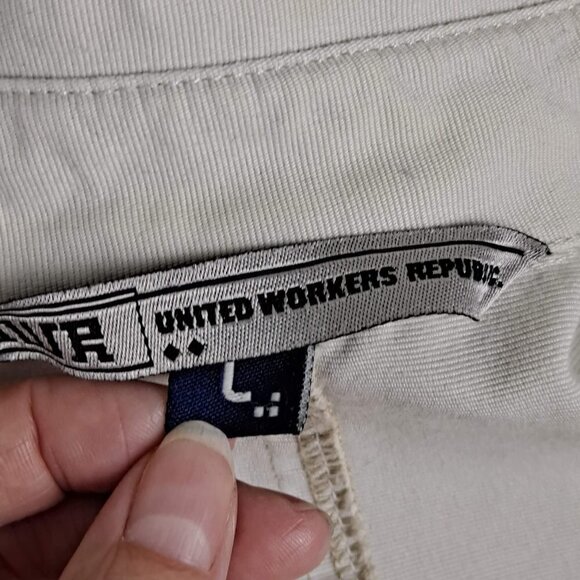 UWR Size Large Khaki Full Zip Utility Jacket Pockets Unlined EUC - Picture 11 of 15